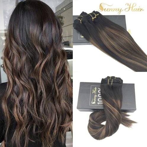Sunny New Balayage Color 14inch Remy Hair Extensions Natural Black