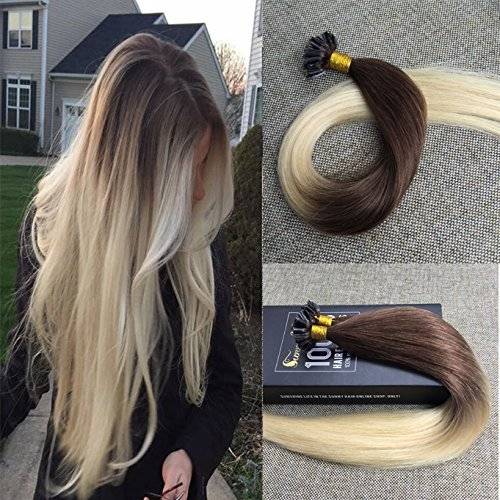 Sunny 14inch Ombre U Tip Hair Extensions Real Human Hair Chocolate