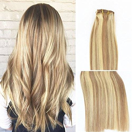 Clip In Human Hair Extensions 15inch 7pcs 70g Set 18 613 Mixed