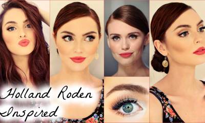 Holland Roden Makeup with Coral Red Lip & Quick Bun Tutorial