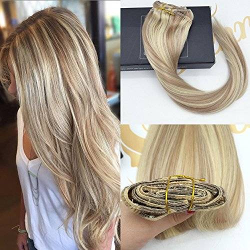 Sunny 18inch Clip On Hair Extensions Human Hair Dark Ash