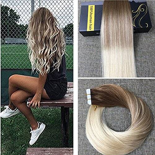 Ugeat 18inch Tape In Real Hair Extentions Full Head Remy Hair